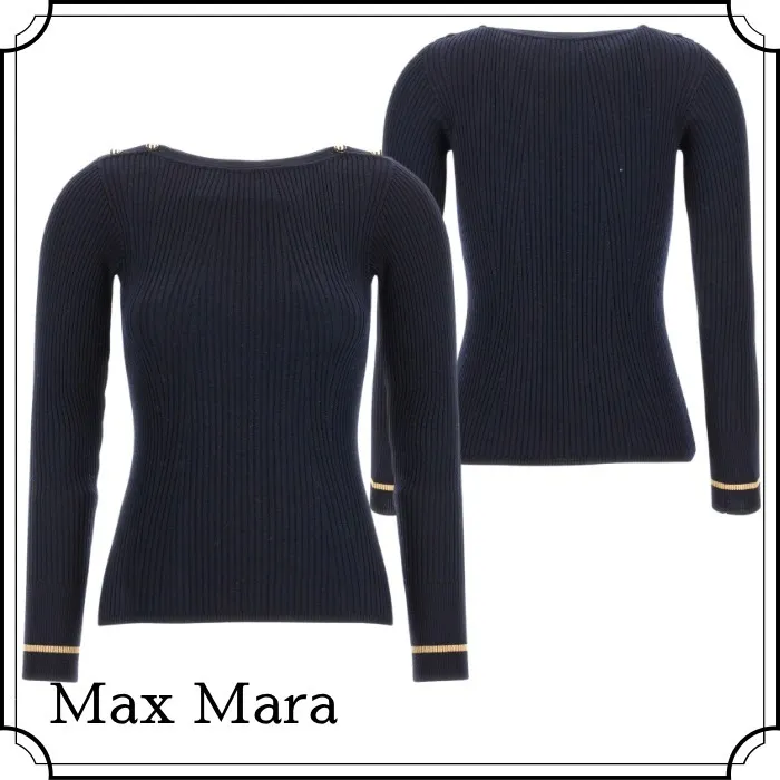 Wool Long Sleeves Plain Office Style Crew Neck Casual Style Max Mara Studio