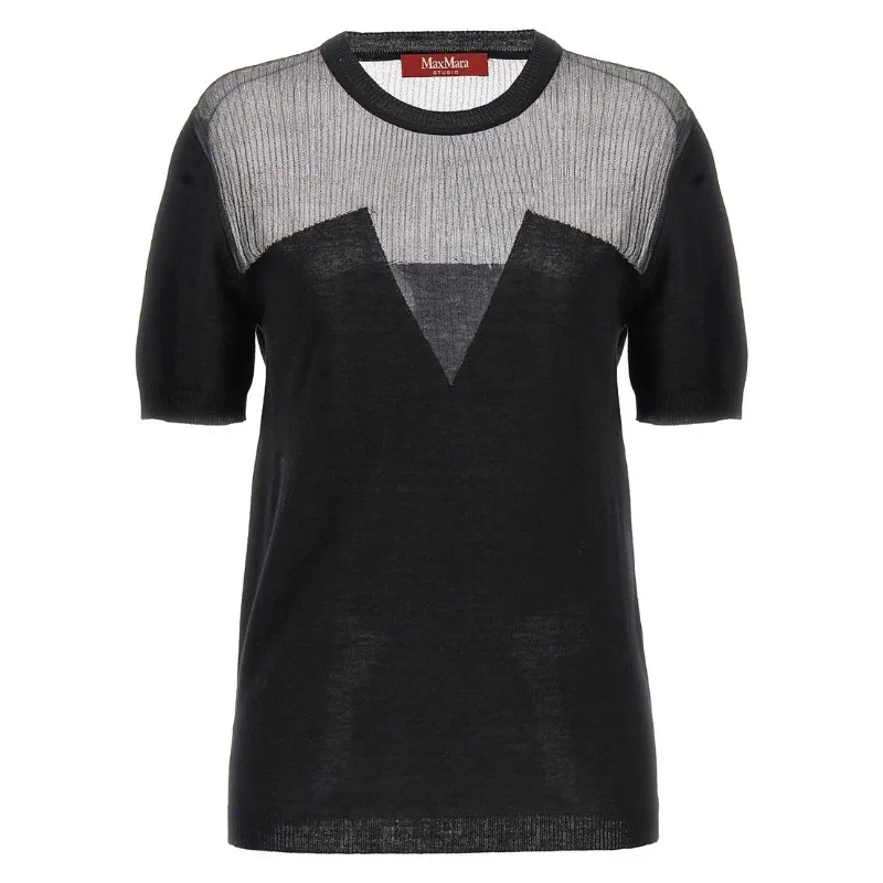 Max Mara Studio Crew Neck Wool Short Sleeves Party Style