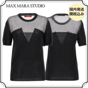 Max Mara Studio Crew Neck Wool Short Sleeves Party Style