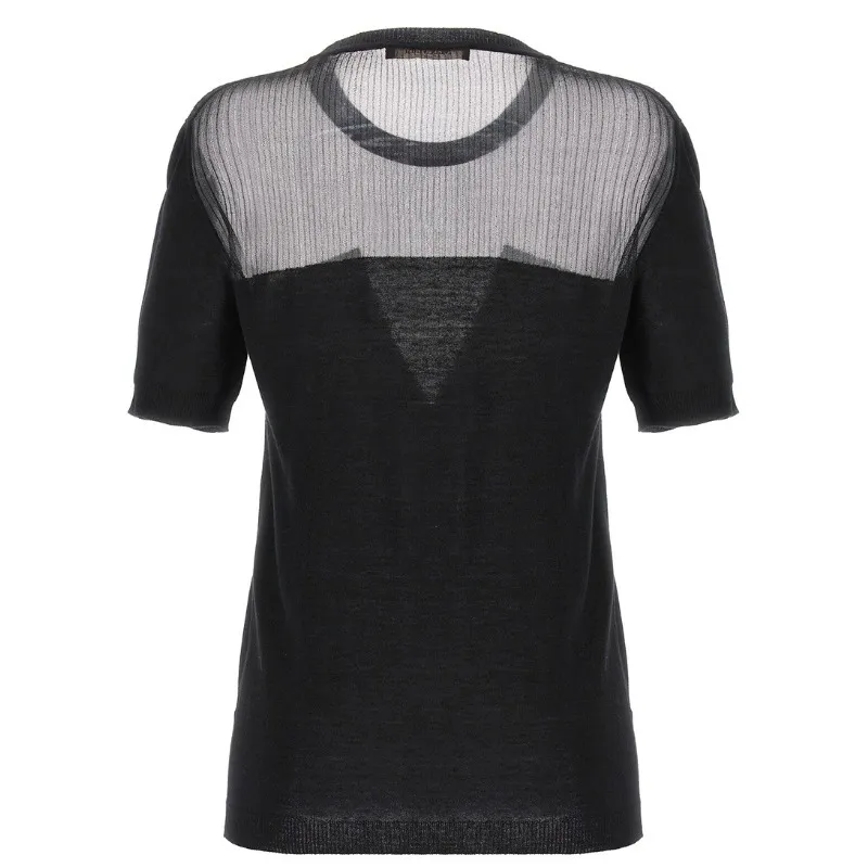 Max Mara Studio Crew Neck Wool Short Sleeves Party Style