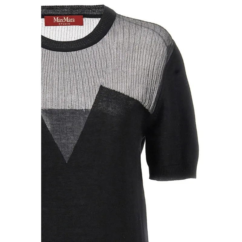 Max Mara Studio Crew Neck Wool Short Sleeves Party Style