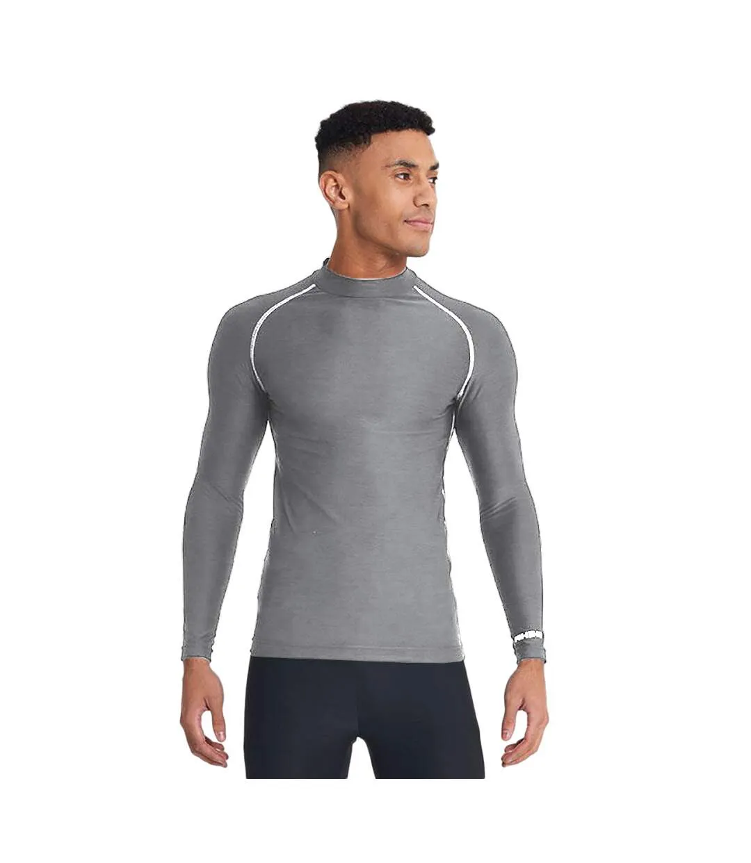 Mens Thermal Underwear Long Sleeve Base Layer Vest Top in Heather Grey