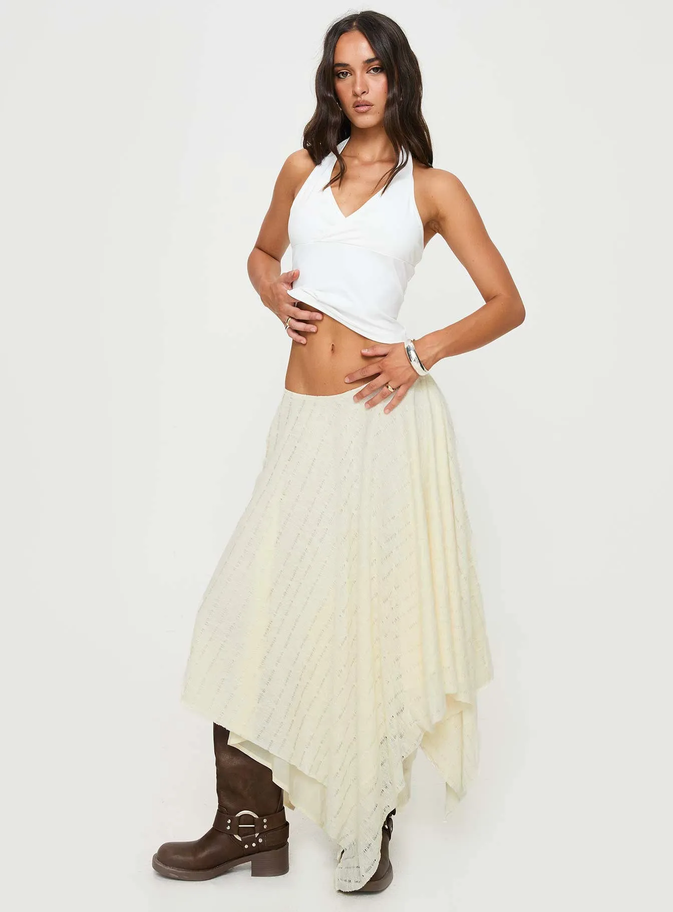 Cream Gratitude Midi Skirt