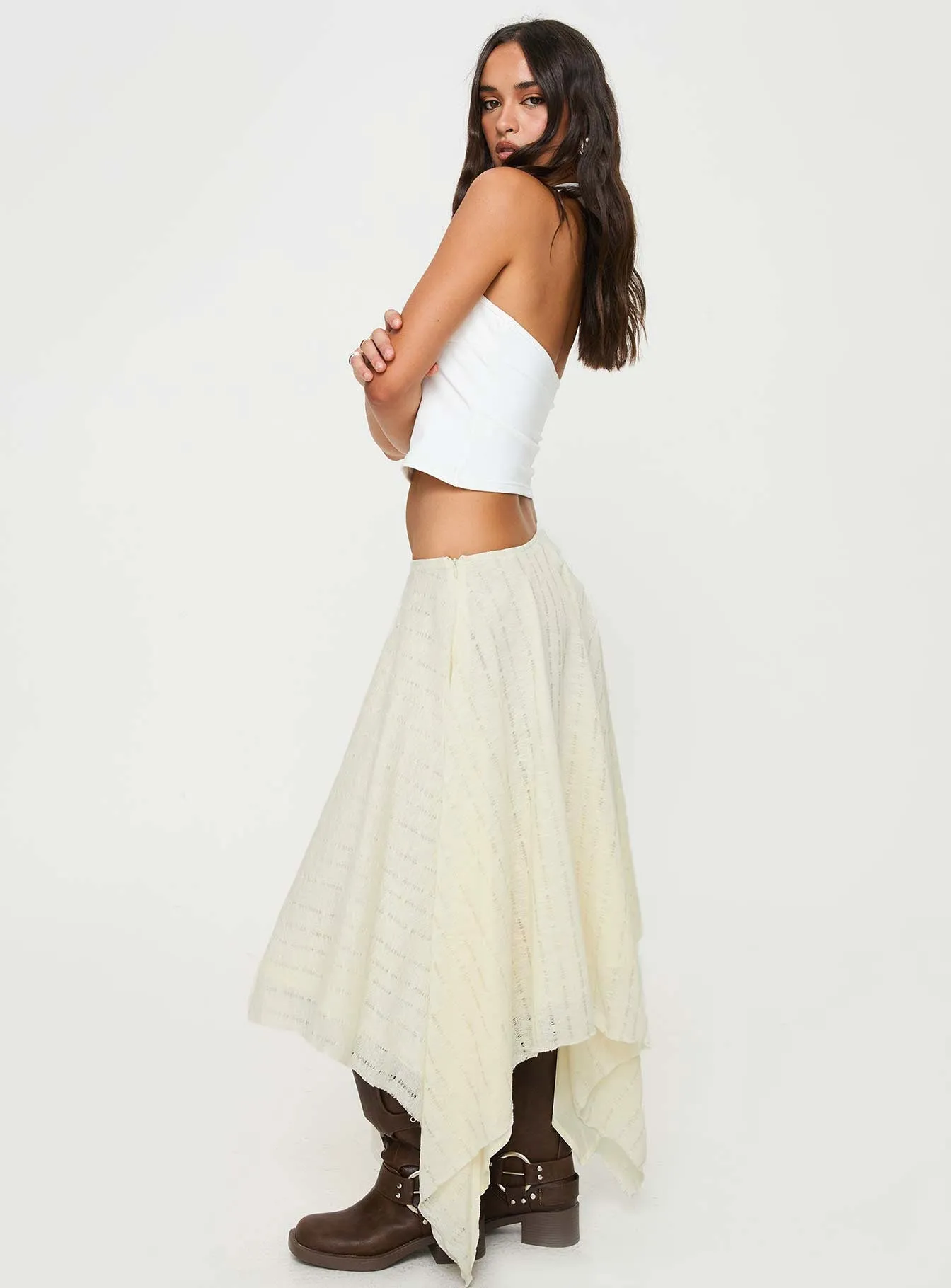 Cream Gratitude Midi Skirt