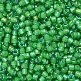 Miyuki Delica Seed Beads White Lined Green AB 11/0 Size #1787 (7.2 Gram Tube)