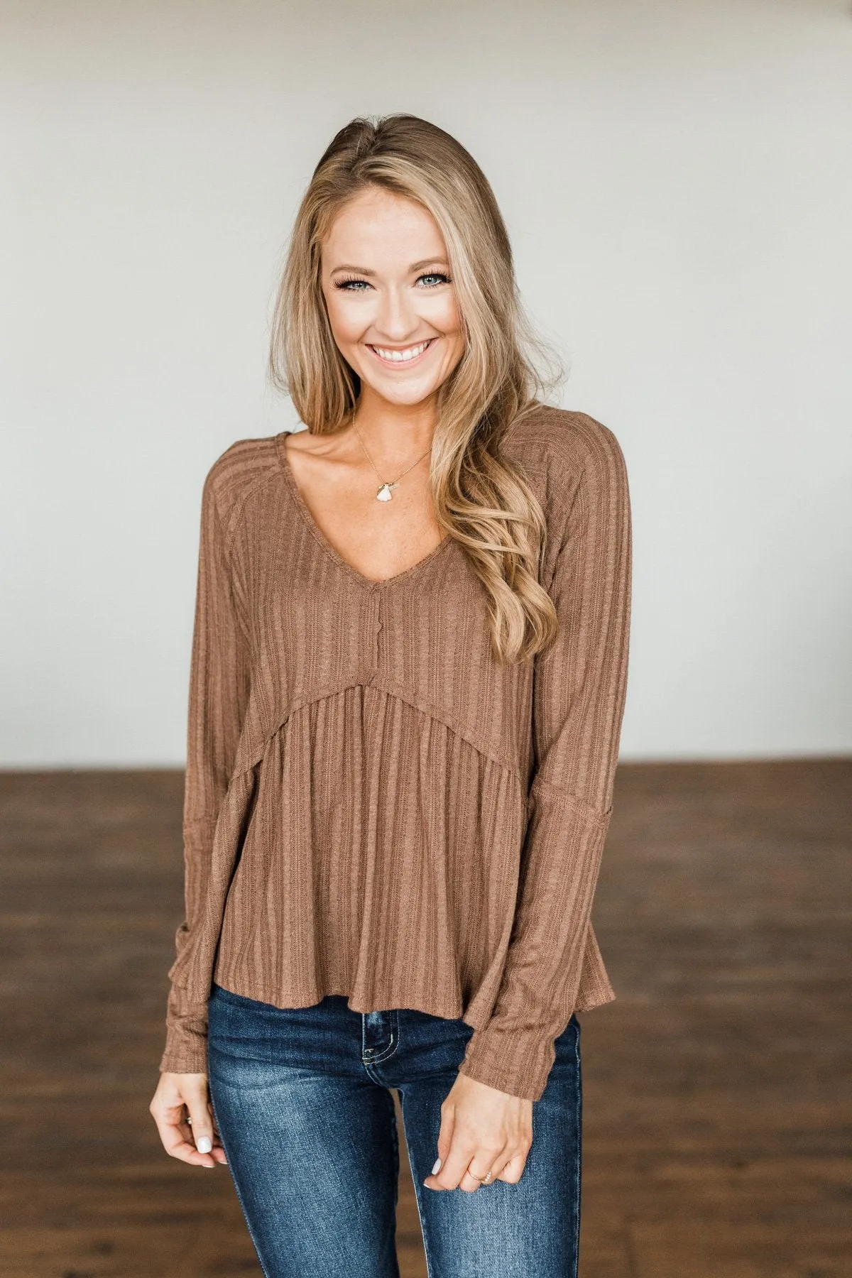 Babydoll Knit Top in Mocha