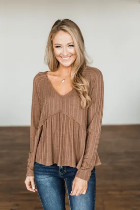 Babydoll Knit Top in Mocha