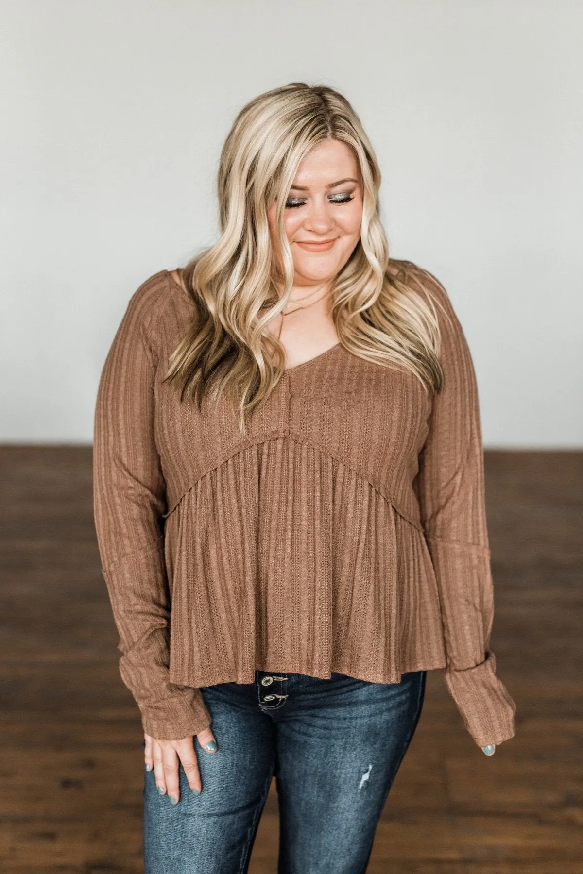 Babydoll Knit Top in Mocha