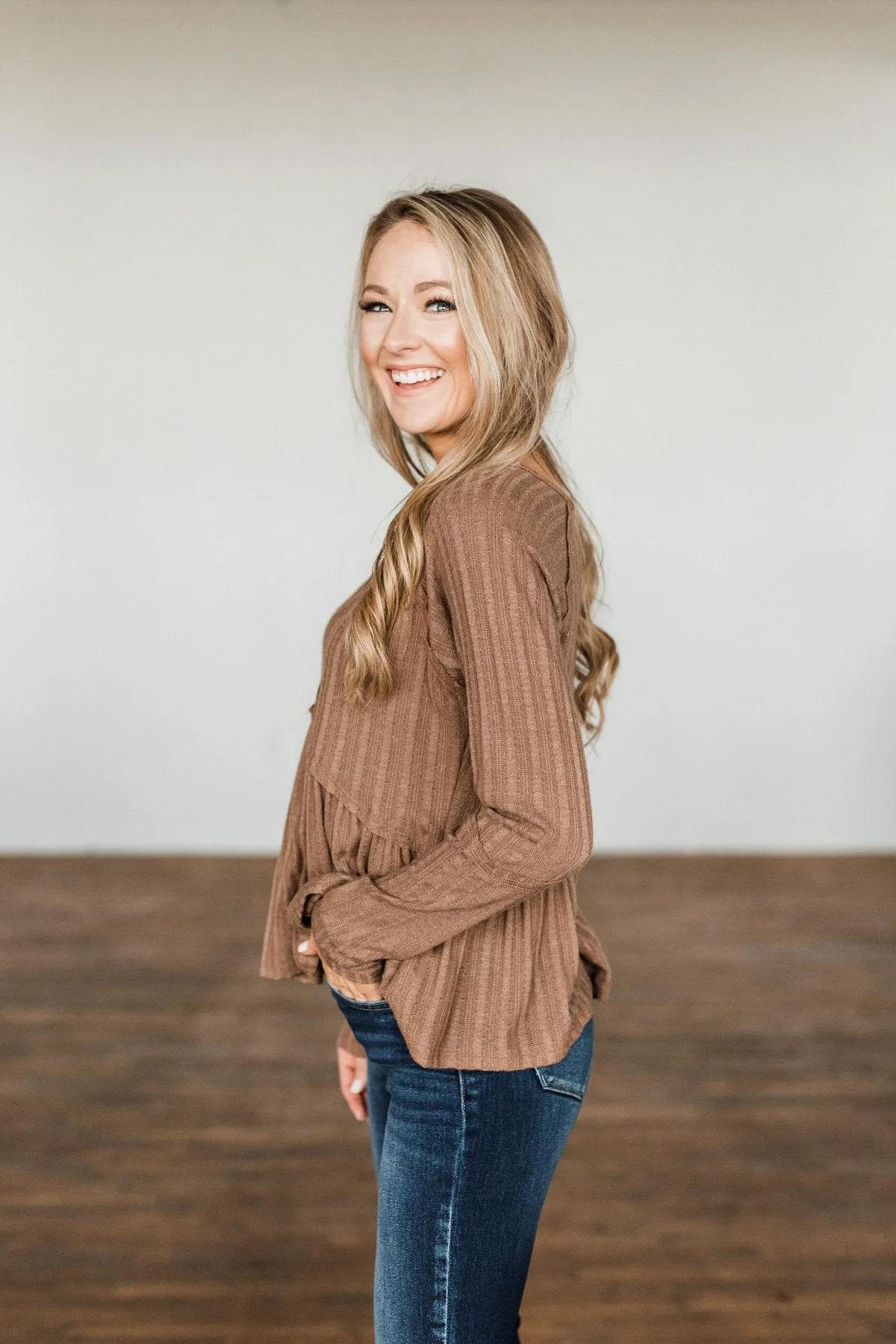 Babydoll Knit Top in Mocha