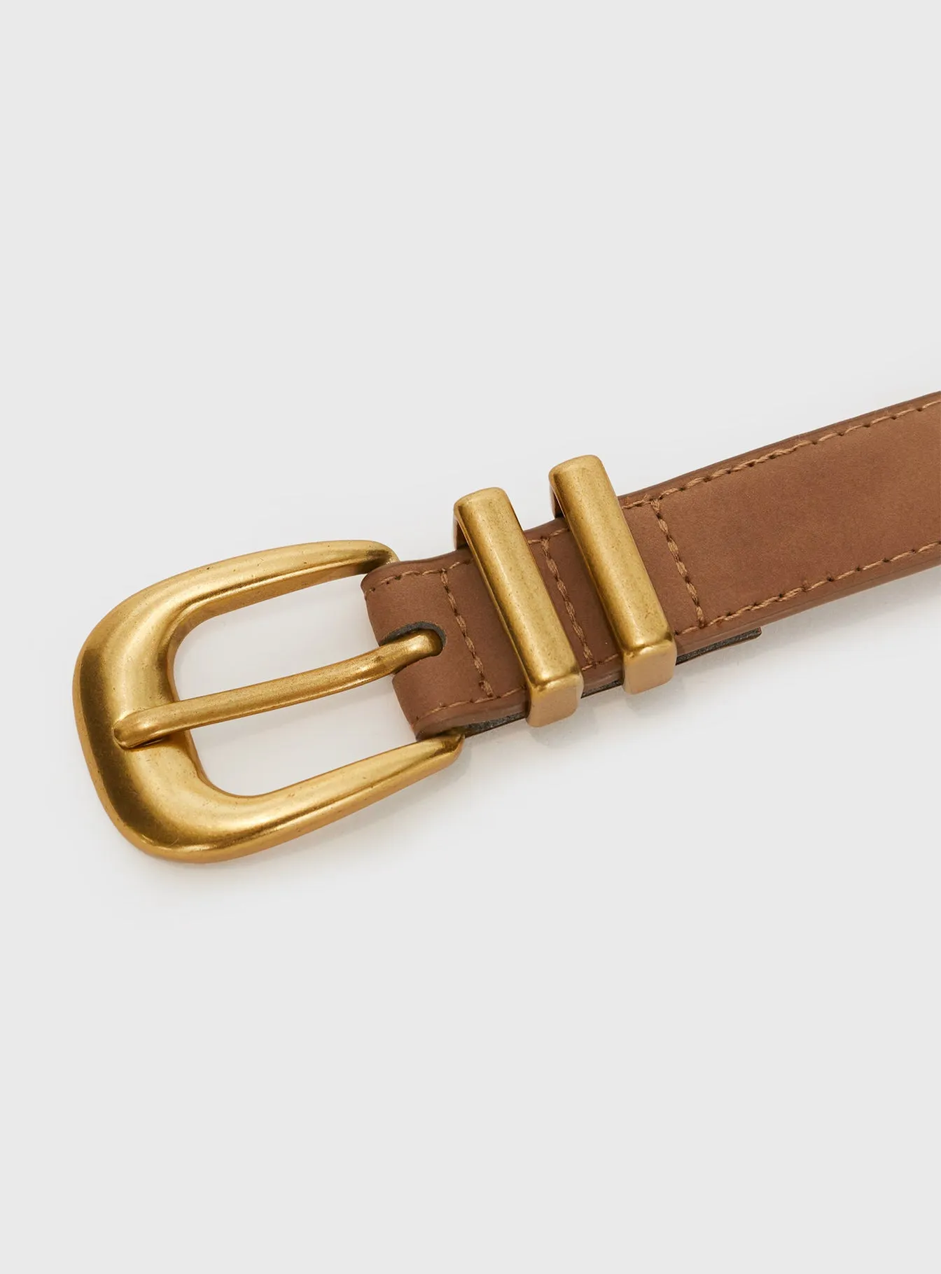 Suede Belt Brown Gold