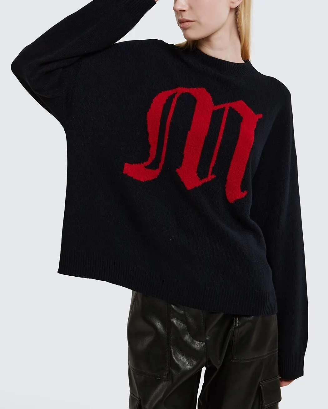 Wool Office Style Logo Crew Neck Casual Style MSGM