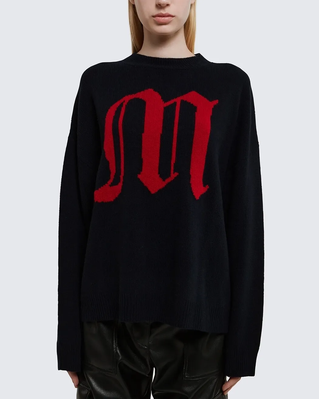 Wool Office Style Logo Crew Neck Casual Style MSGM