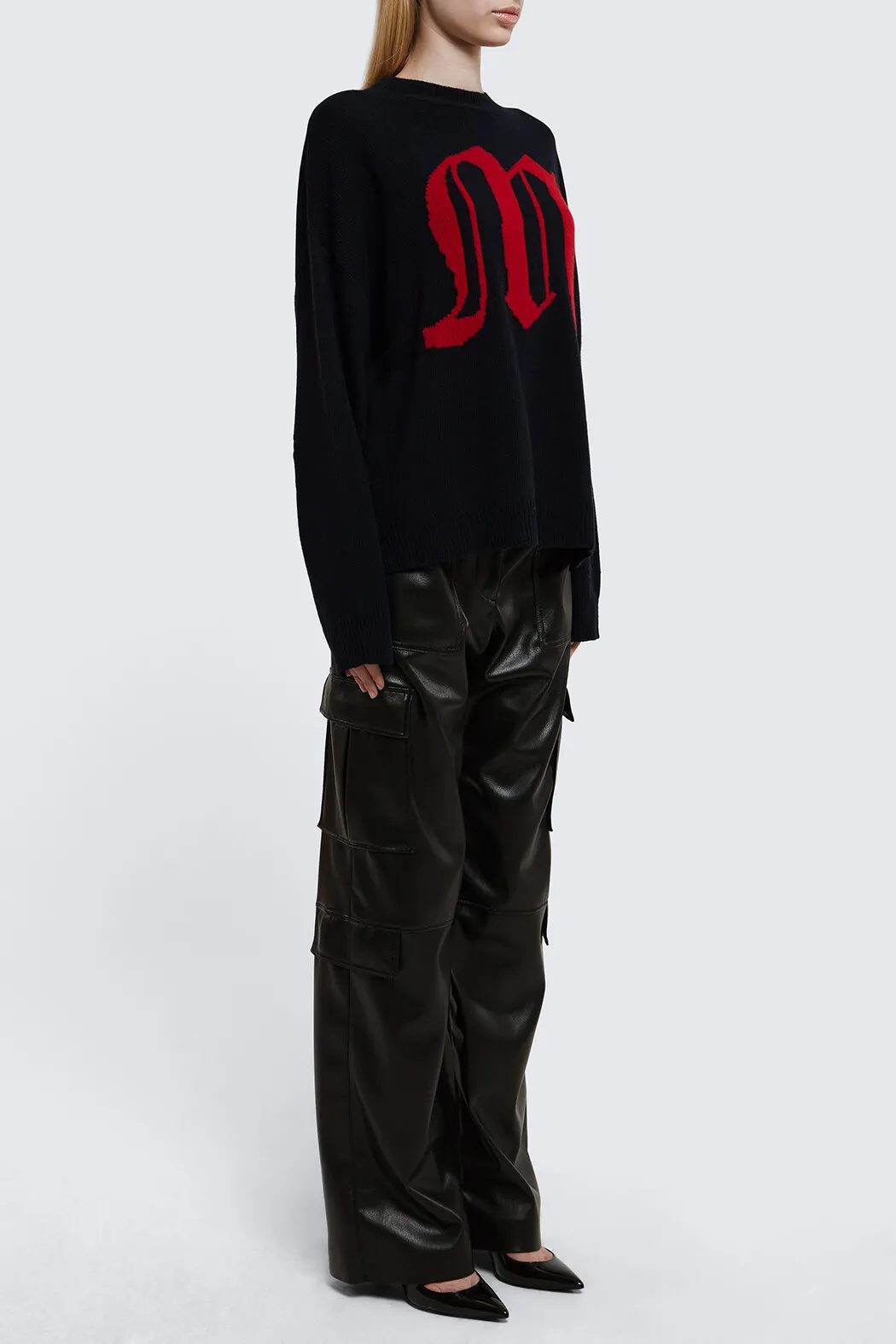 Wool Office Style Logo Crew Neck Casual Style MSGM