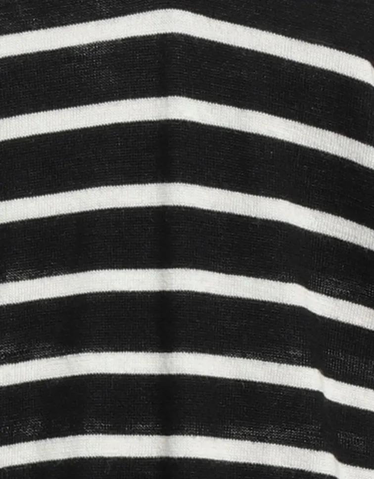 Wool V-Neck Long Sleeves Stripes