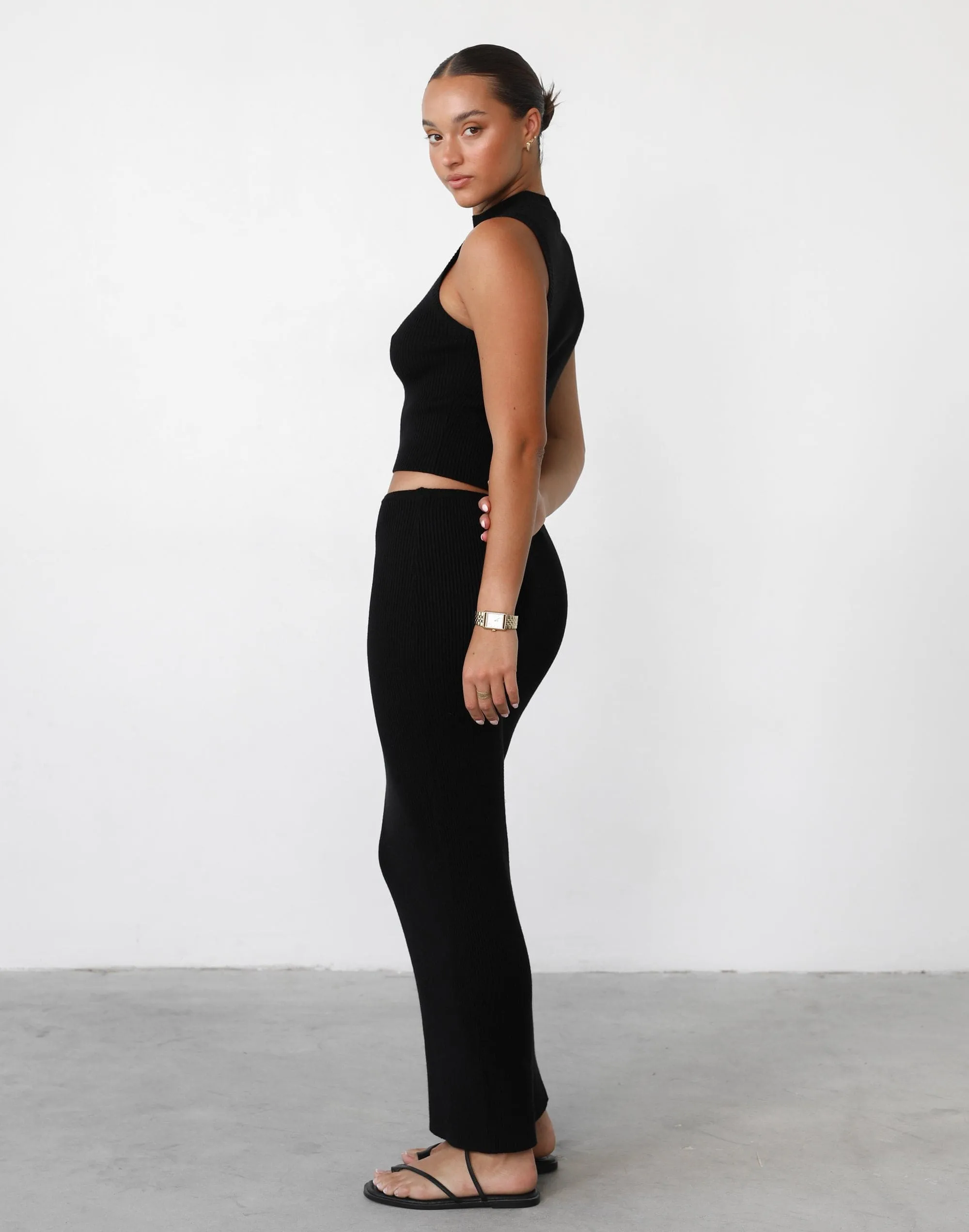 Black Nate Knit Maxi Skirt