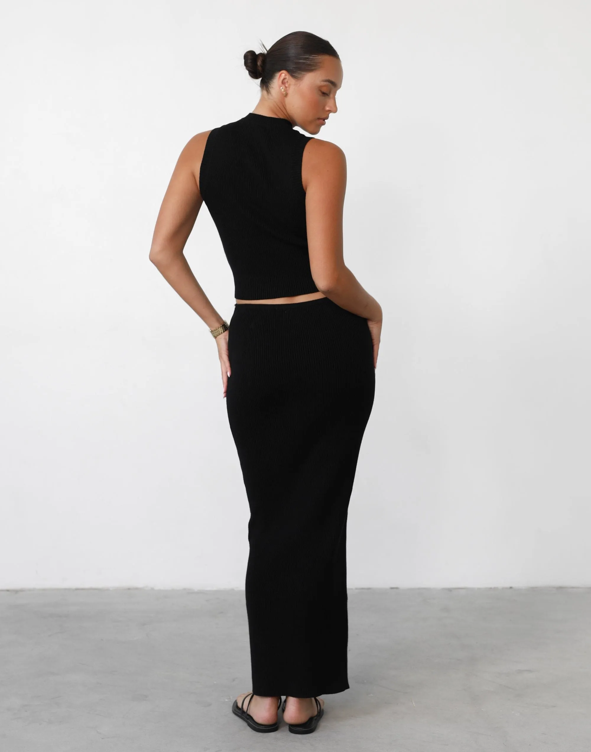 Black Nate Knit Maxi Skirt