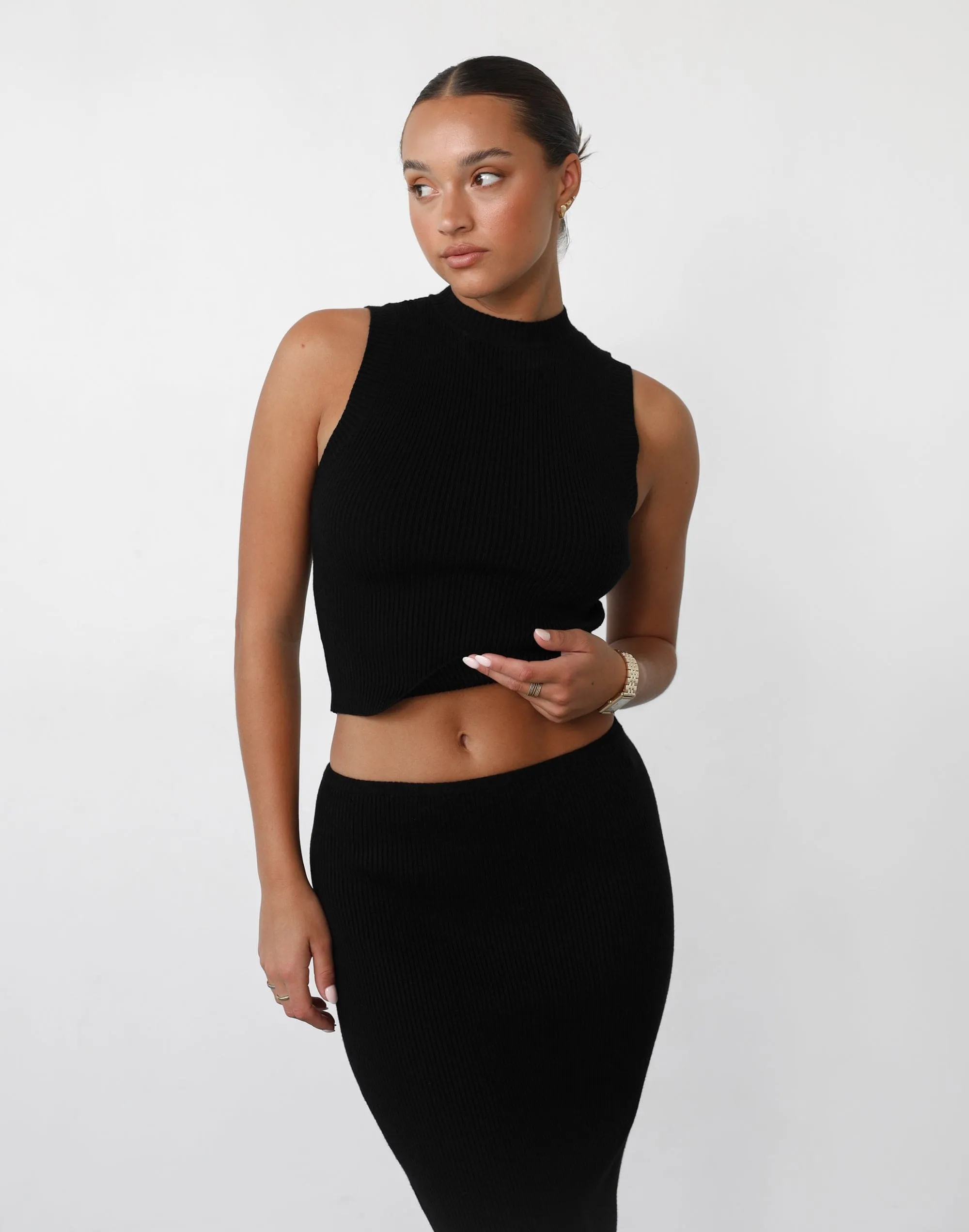 Black Nate Knit Maxi Skirt