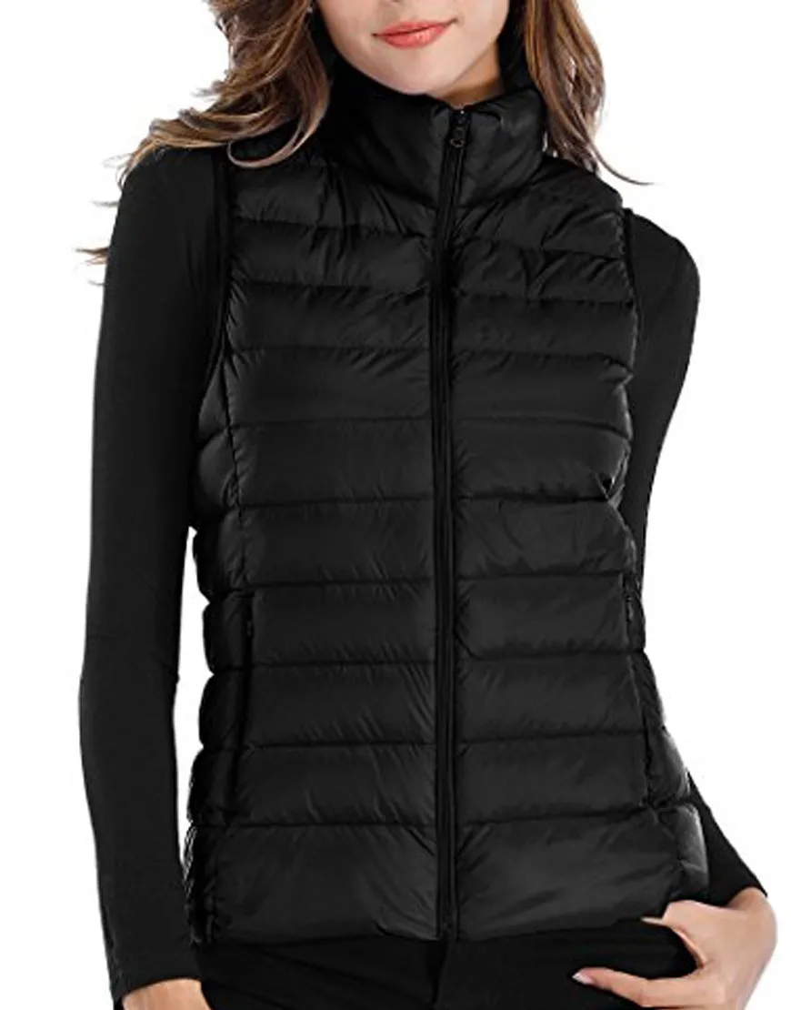 Black Nylon Women's Puffer Waistcoat from U Jackets