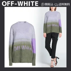 Wool Nylon Street Style Long Sleeves Logo Crew Neck Off-White