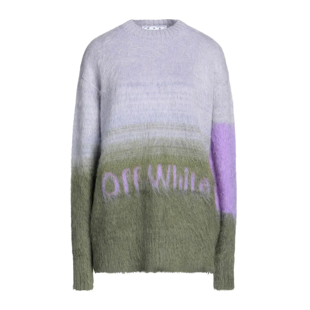 Wool Nylon Street Style Long Sleeves Logo Crew Neck Off-White