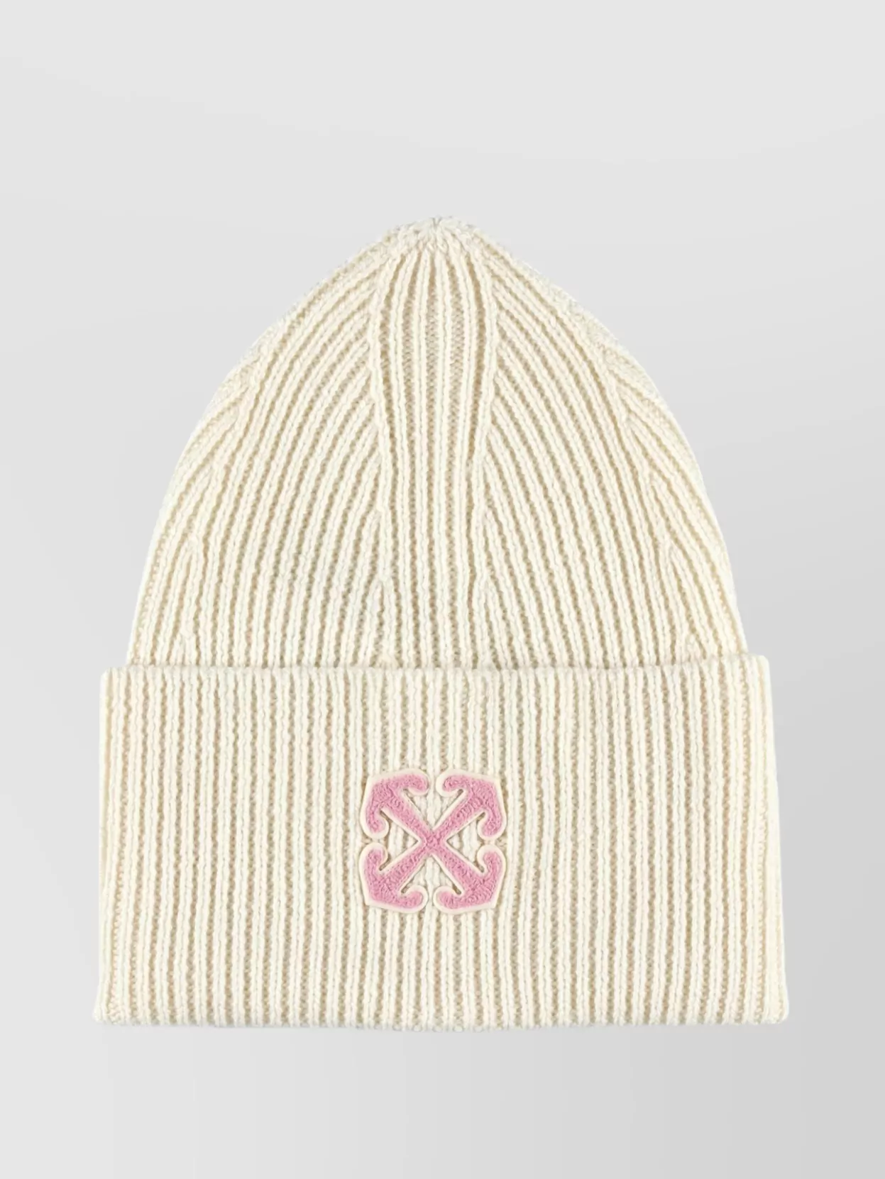 Off-White Stretch Fold-over Ribbed Beanie