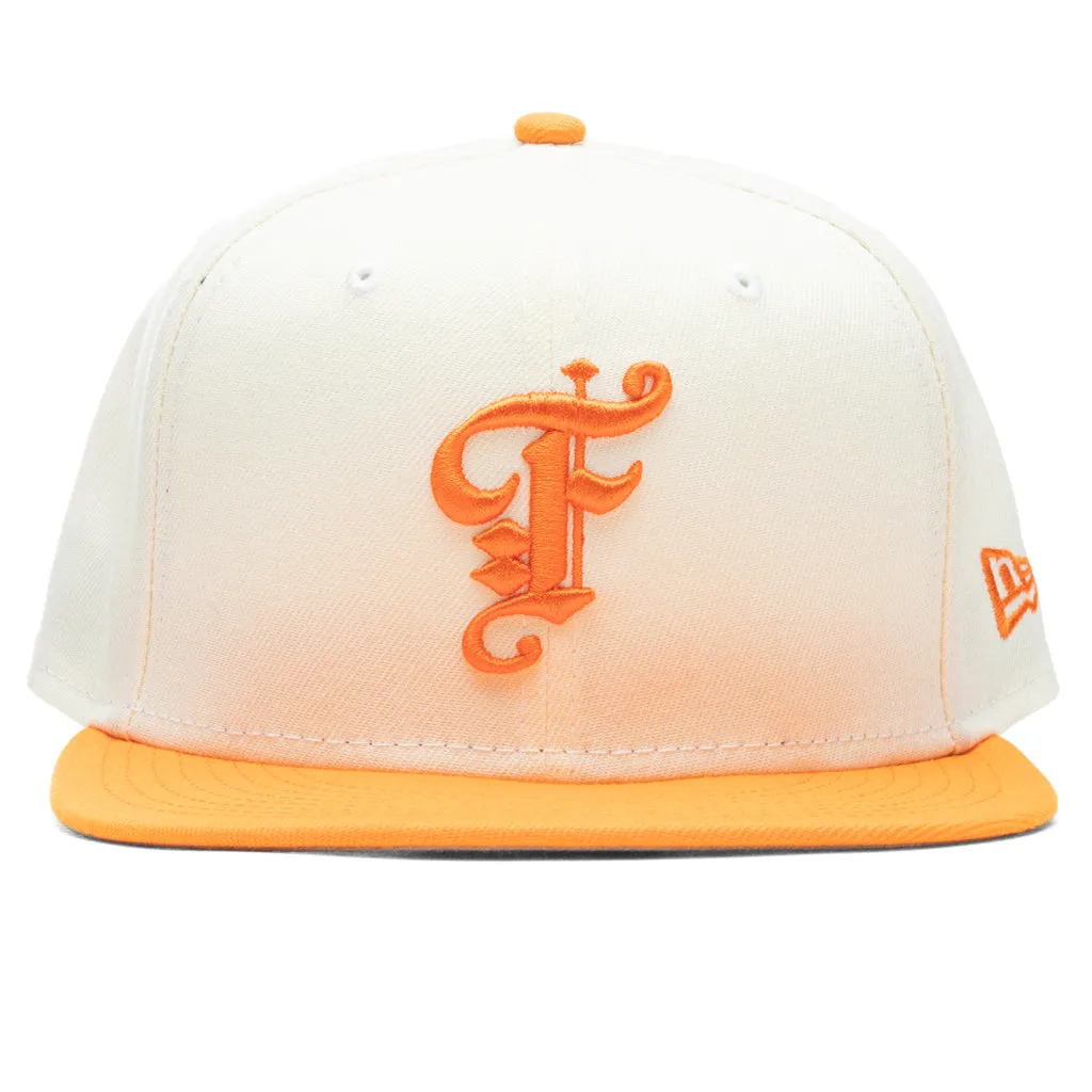 New Era OE Fitted Cap with Distinctive Off-White and Dim Orange Design