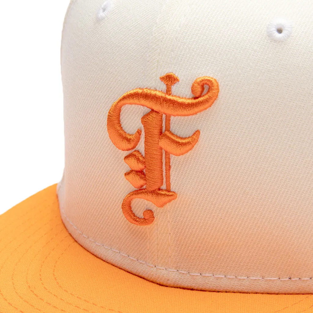 New Era OE Fitted Cap with Distinctive Off-White and Dim Orange Design