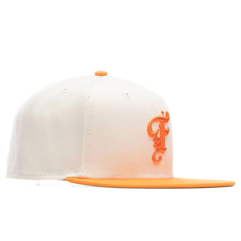 New Era OE Fitted Cap with Distinctive Off-White and Dim Orange Design