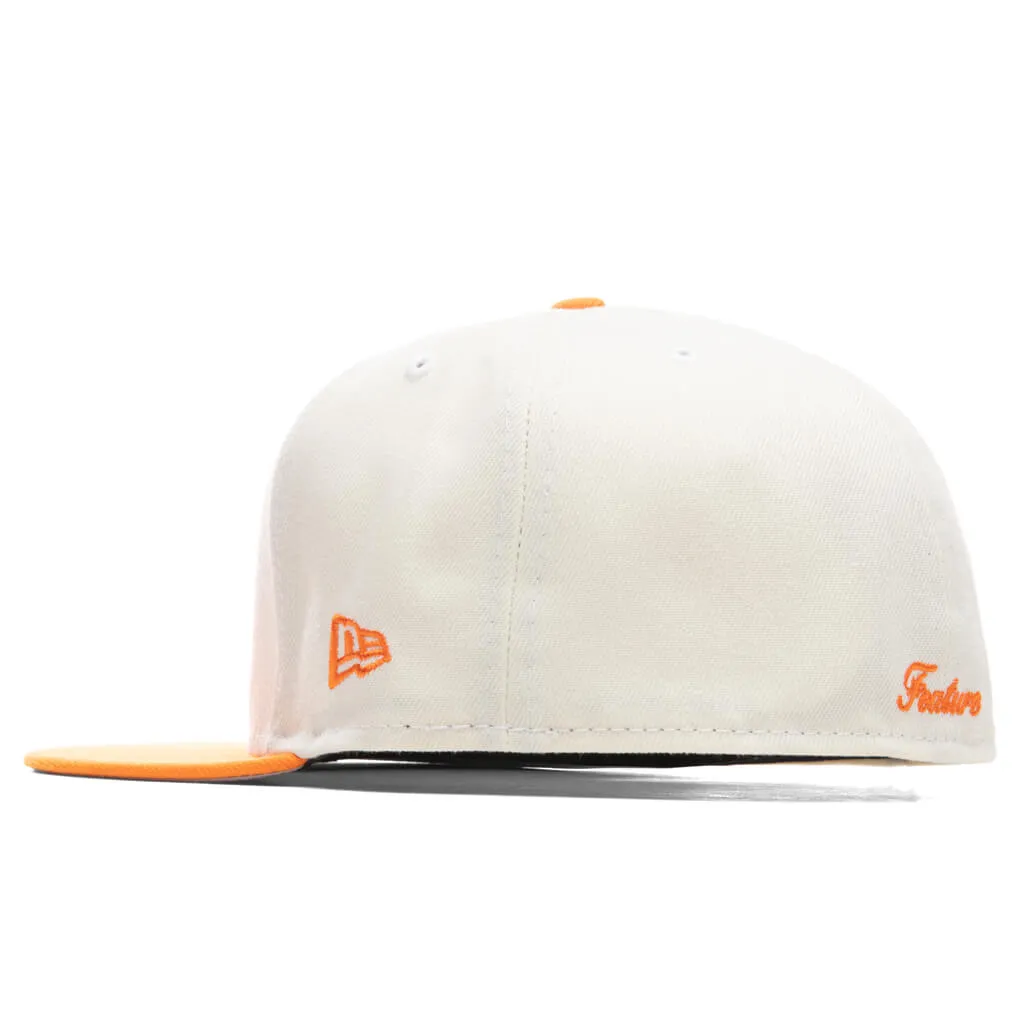 New Era OE Fitted Cap with Distinctive Off-White and Dim Orange Design