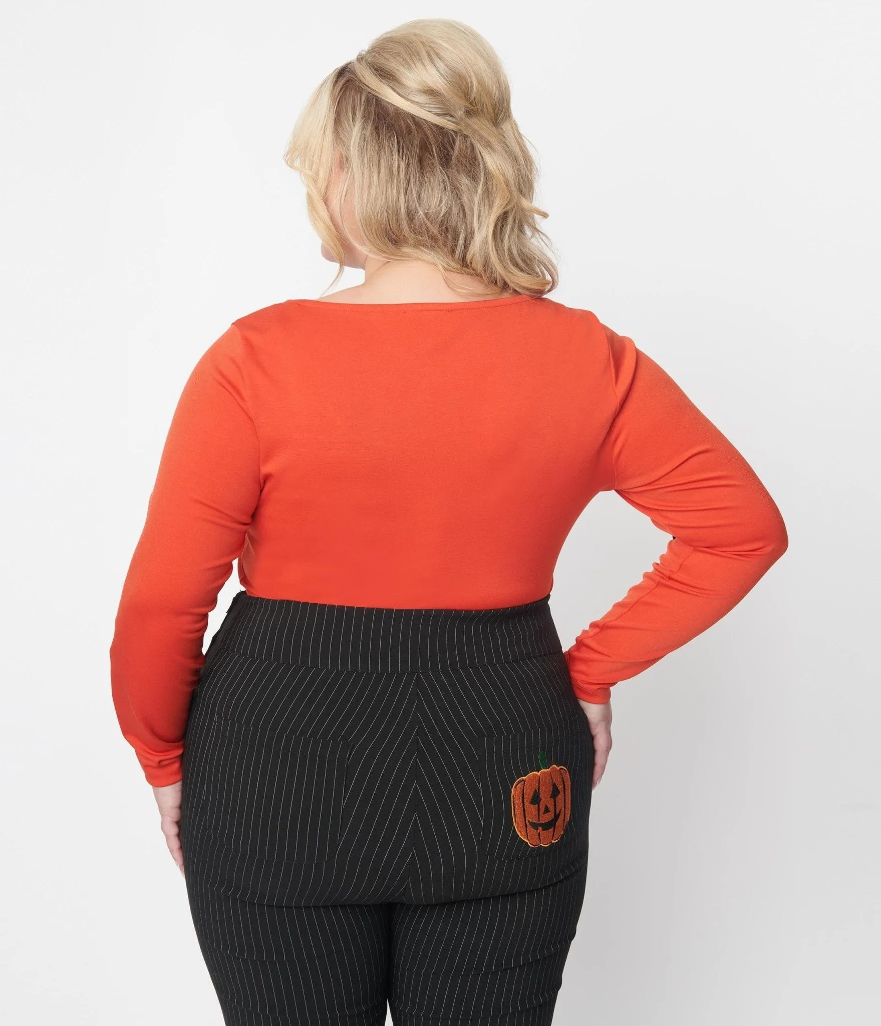 Orange & Black Bat Bow Top