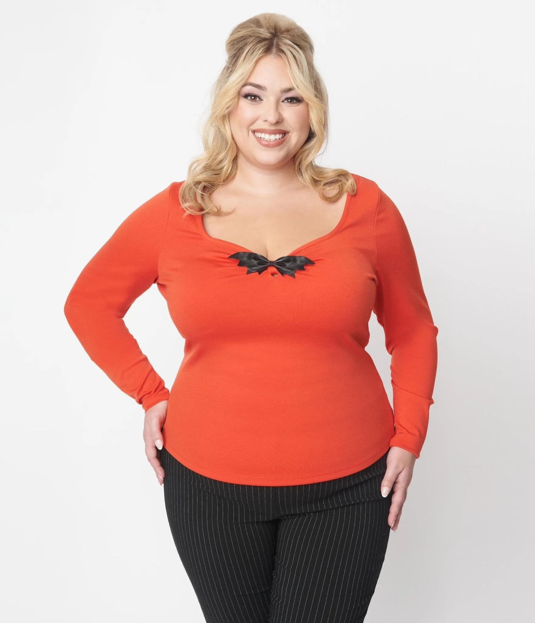 Orange & Black Bat Bow Top