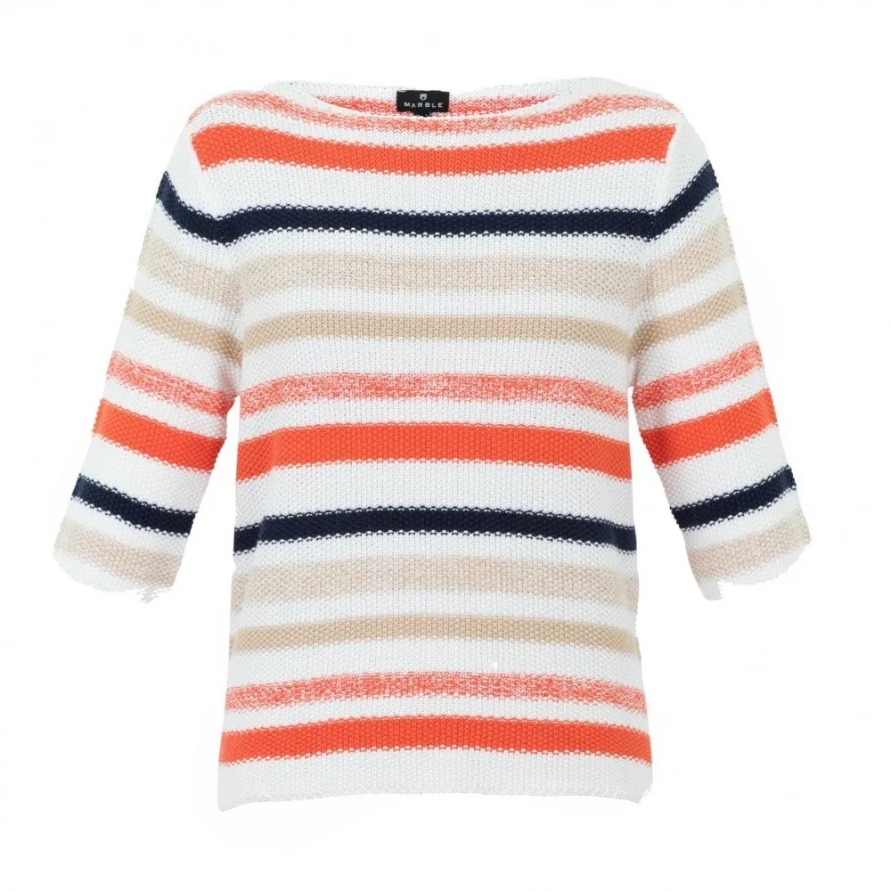 Orange/Navy Marble Striped Knit 6558