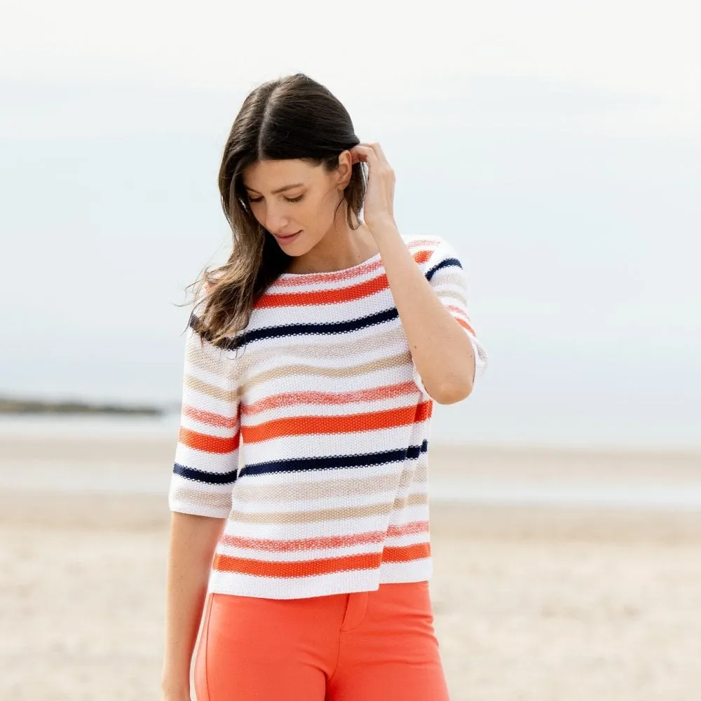 Orange/Navy Marble Striped Knit 6558