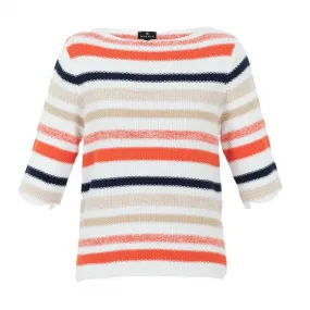 Orange/Navy Marble Striped Knit 6558