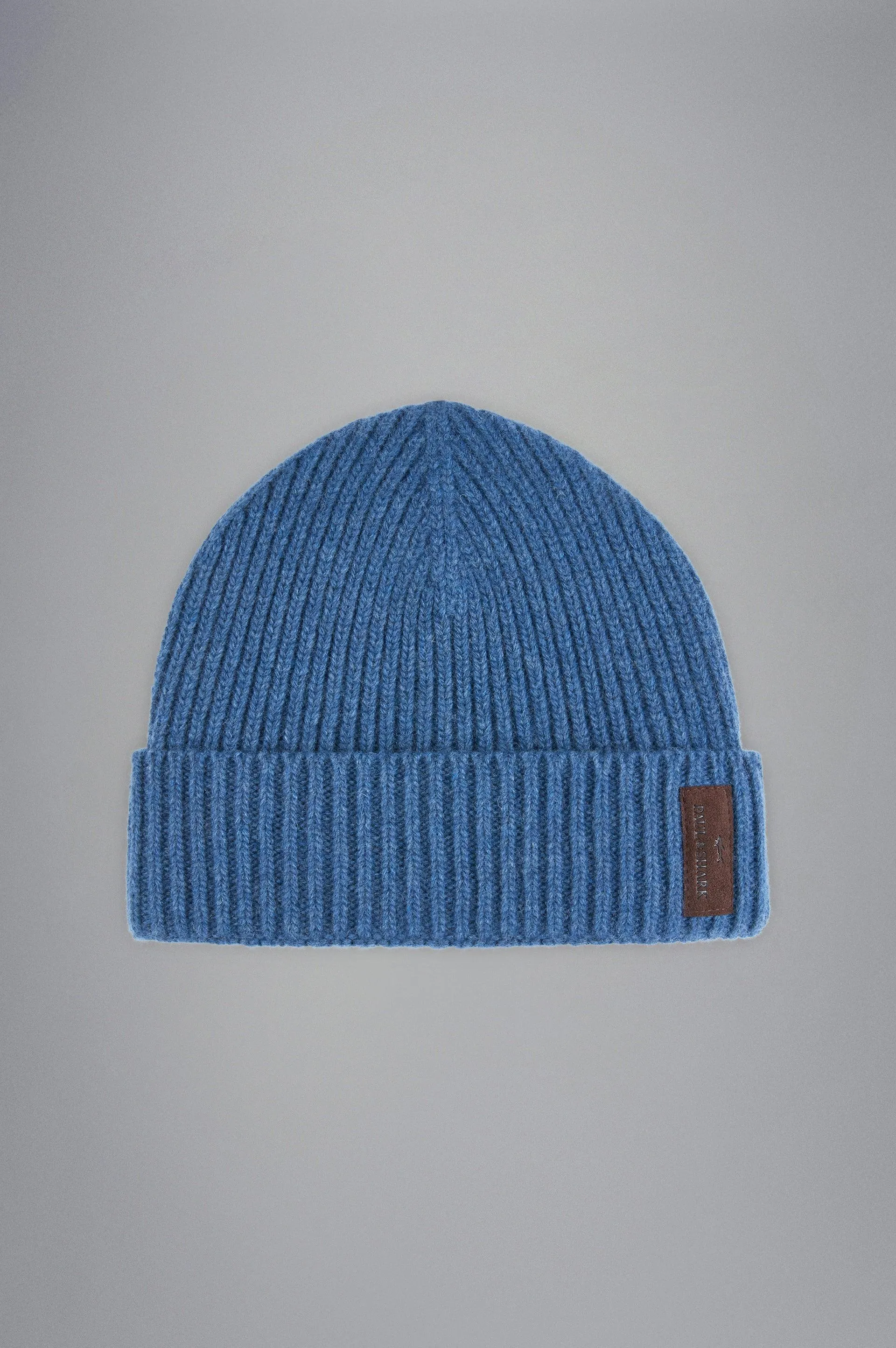 Paul & Shark Knitted Wool Tuque with Re-Wool Technology and Leather Badge