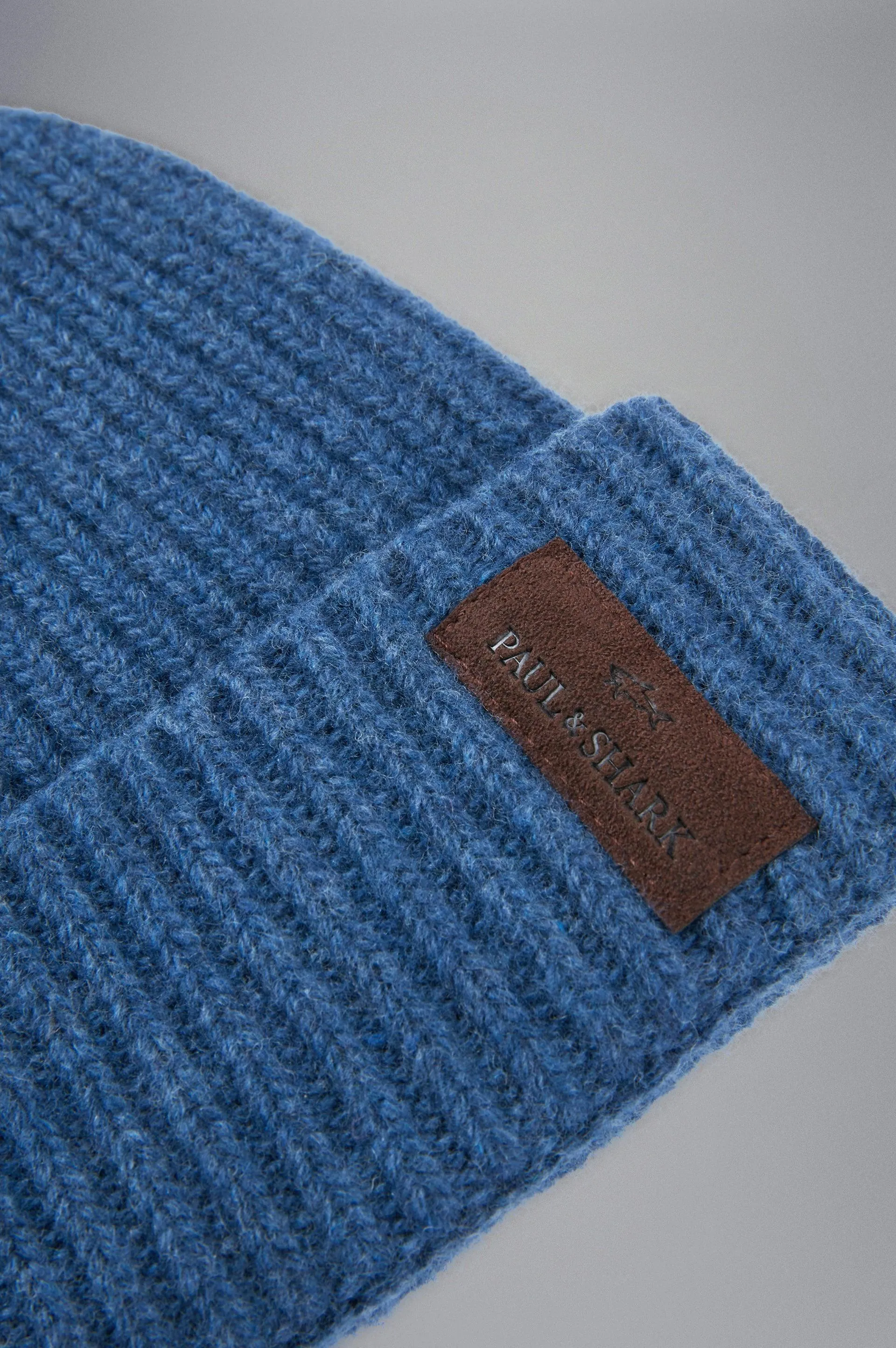 Paul & Shark Knitted Wool Tuque with Re-Wool Technology and Leather Badge