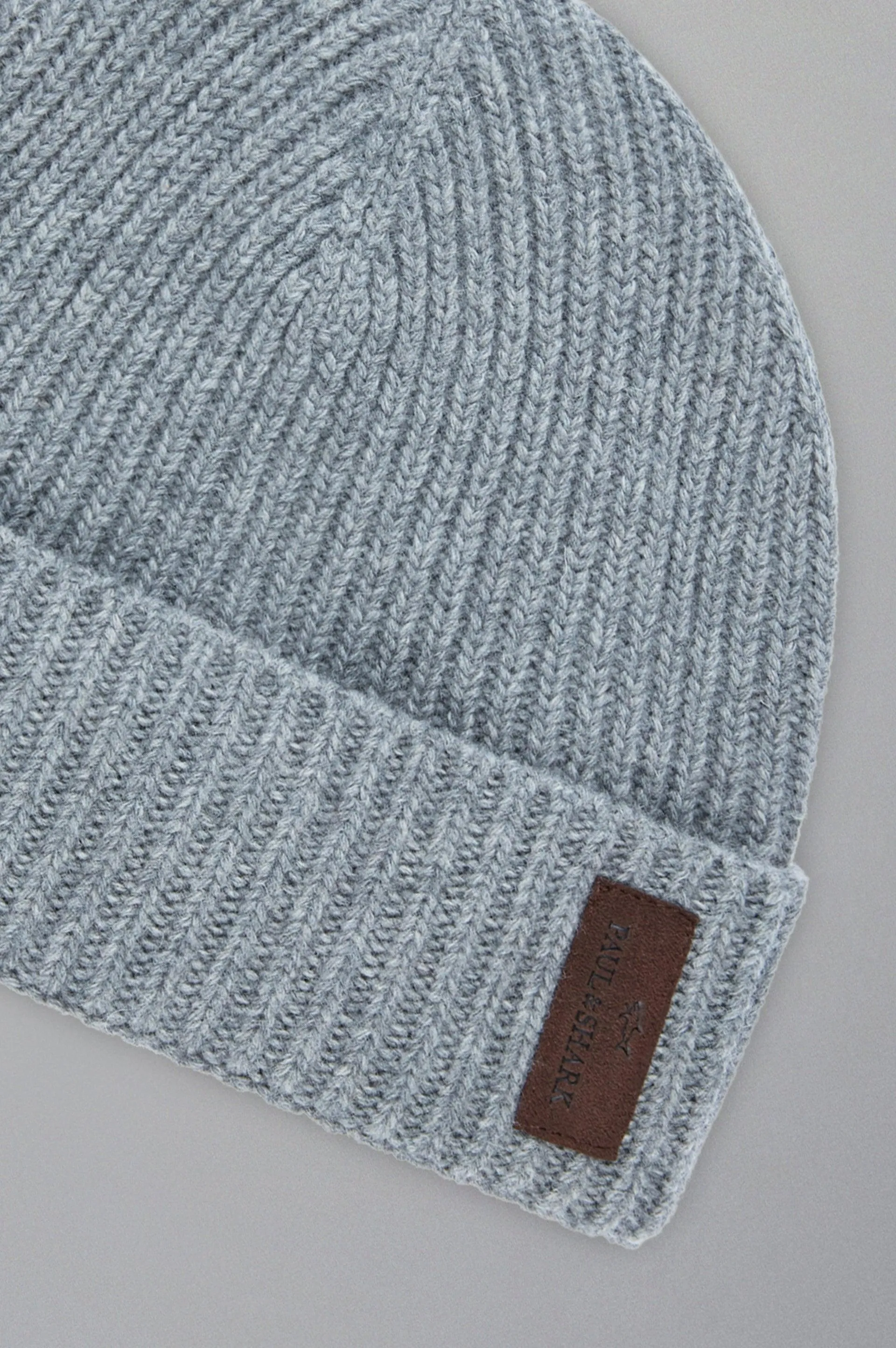 Paul & Shark Knitted Wool Tuque with Re-Wool Technology and Leather Badge