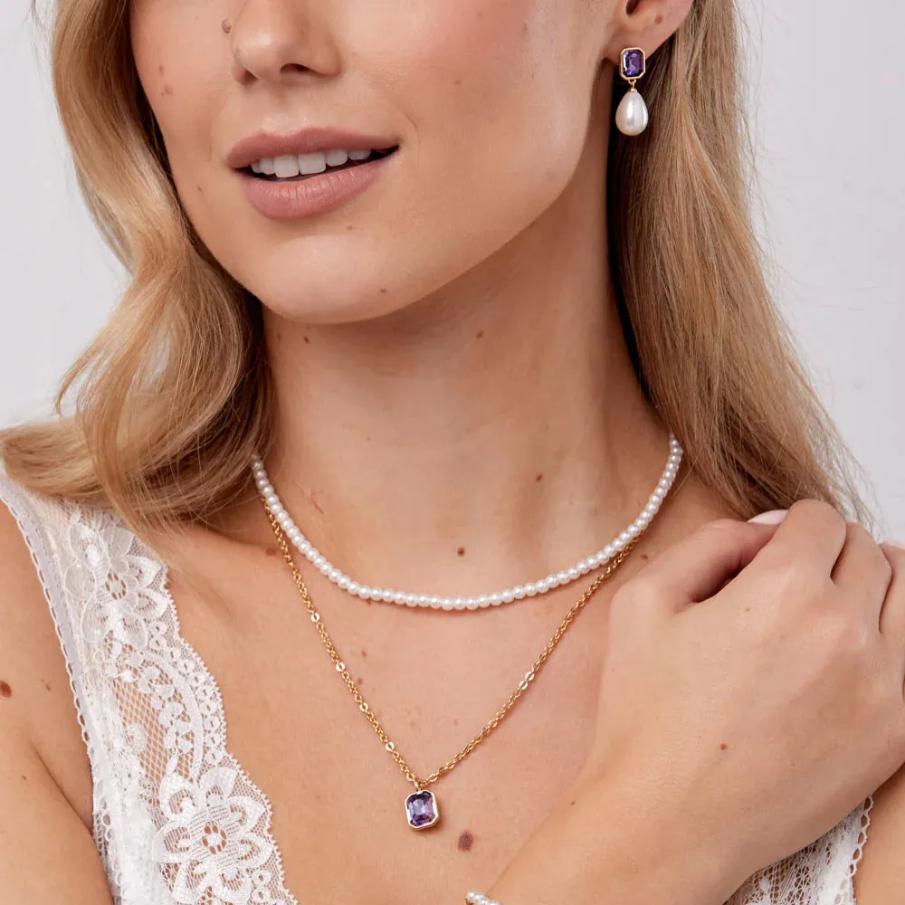 Pearl & Amethyst Layered Necklace by KNIGHT & DAY