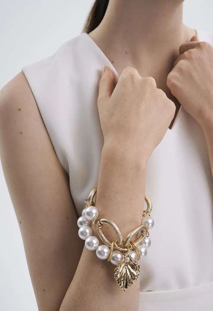 Gold Tone Pearl Bracelet