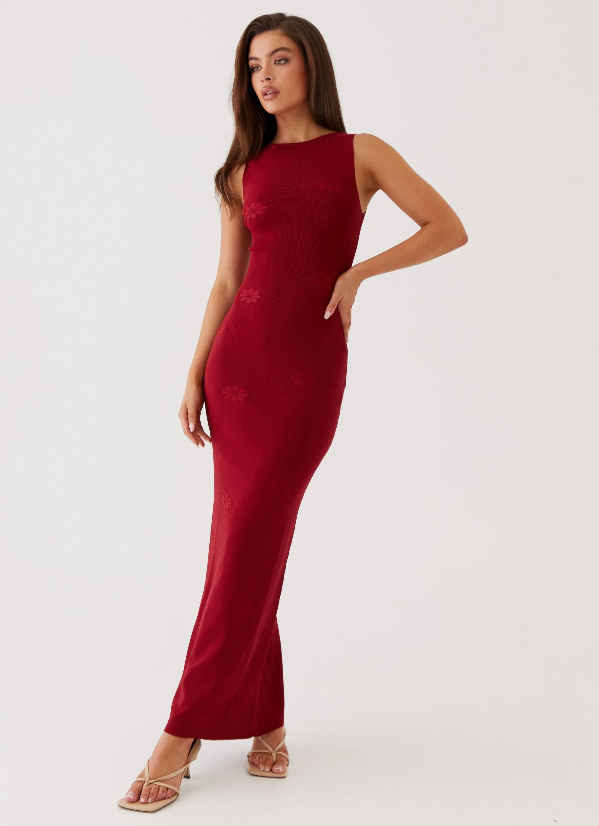 Peppermayo Holly Red Knit Maxi Dress