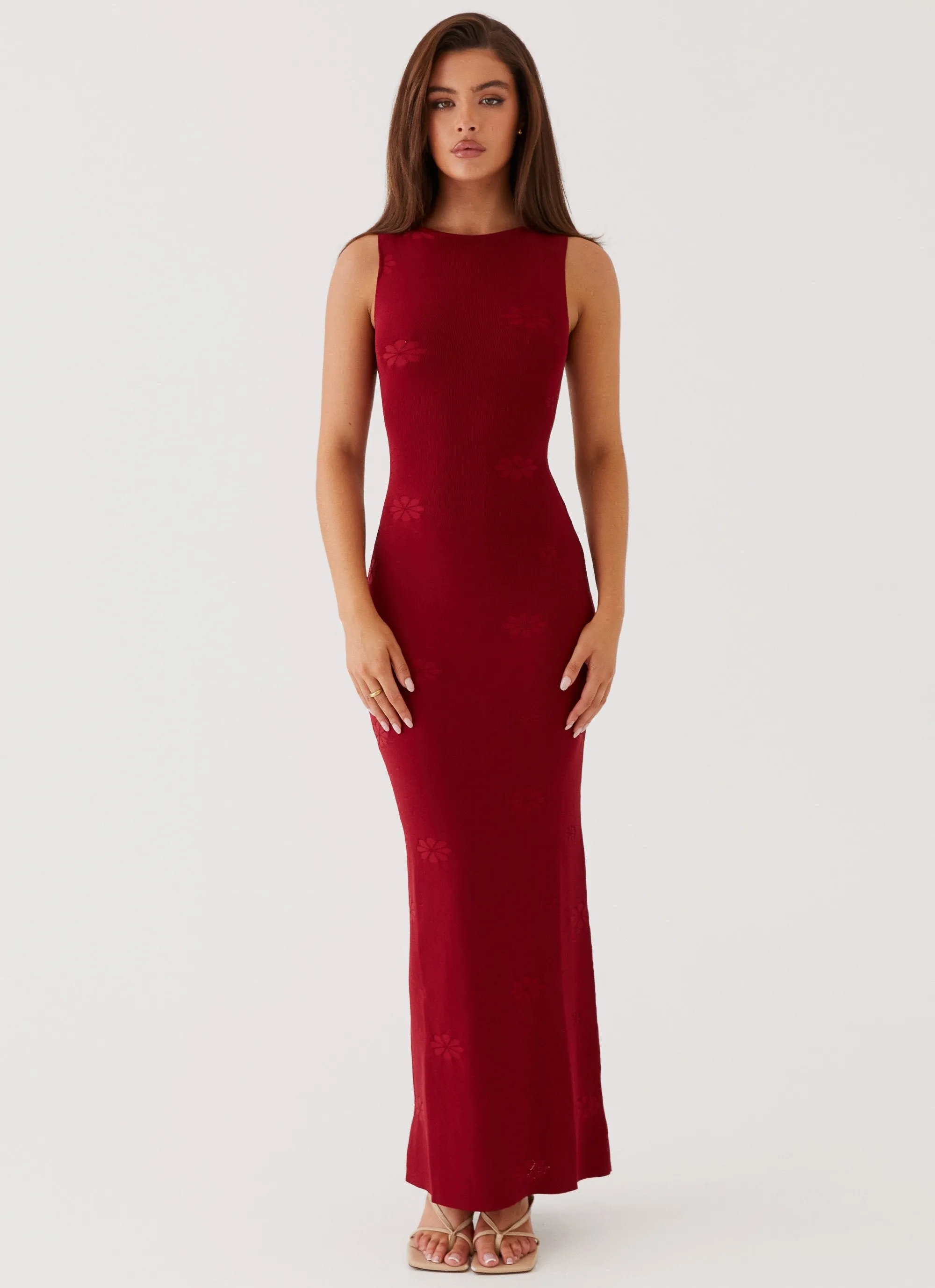 Peppermayo Holly Red Knit Maxi Dress