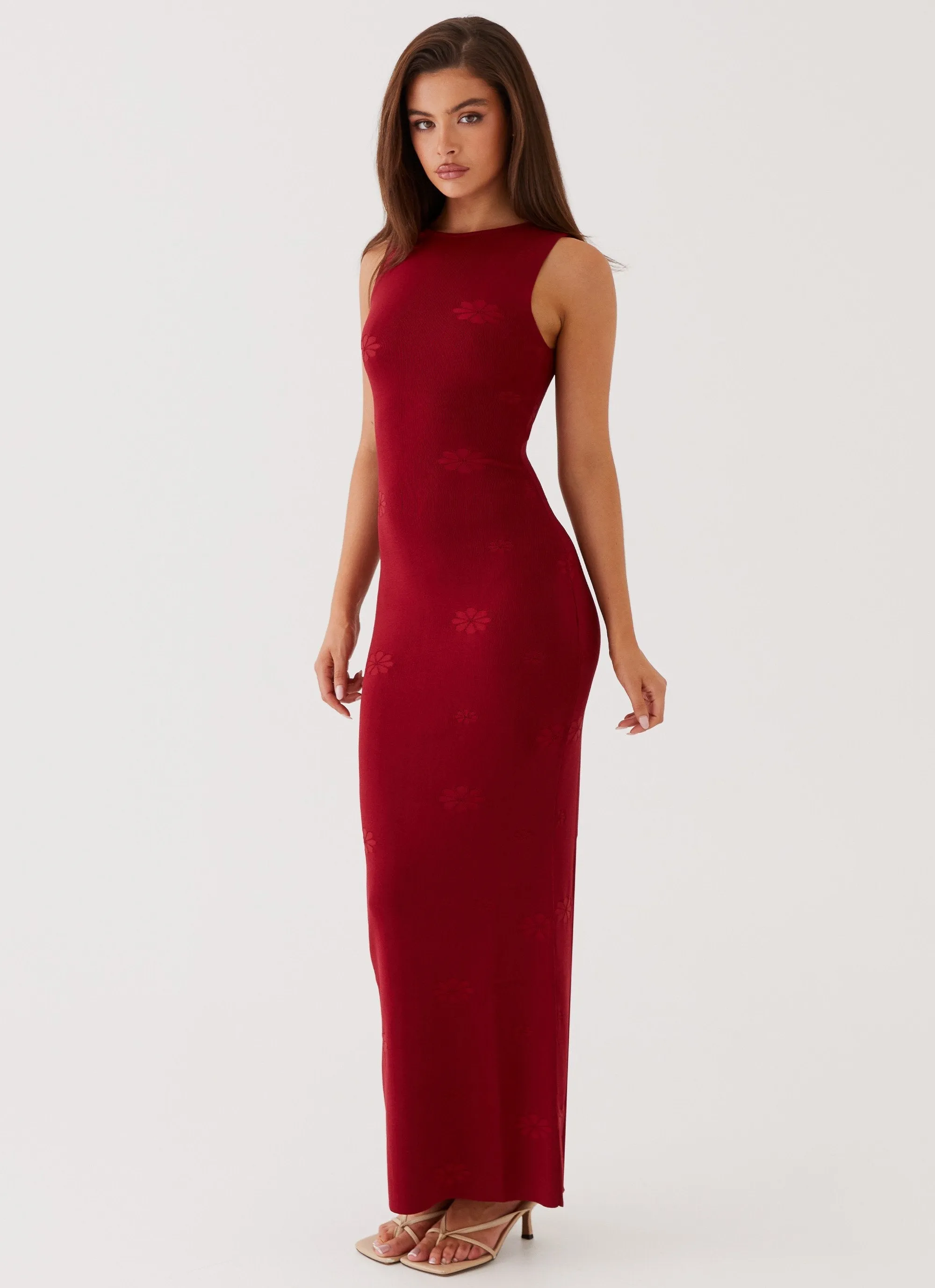 Peppermayo Holly Red Knit Maxi Dress