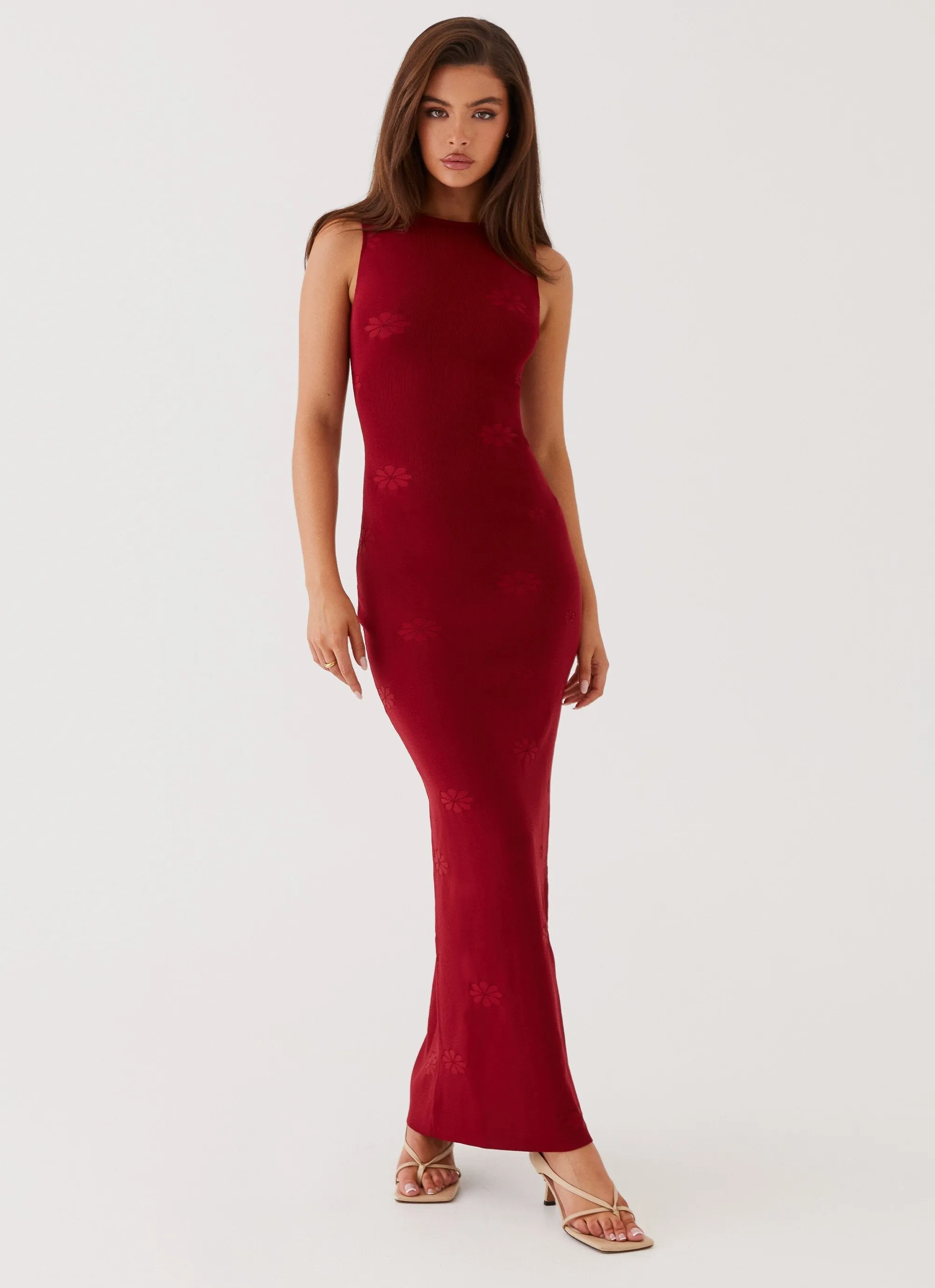 Peppermayo Holly Red Knit Maxi Dress