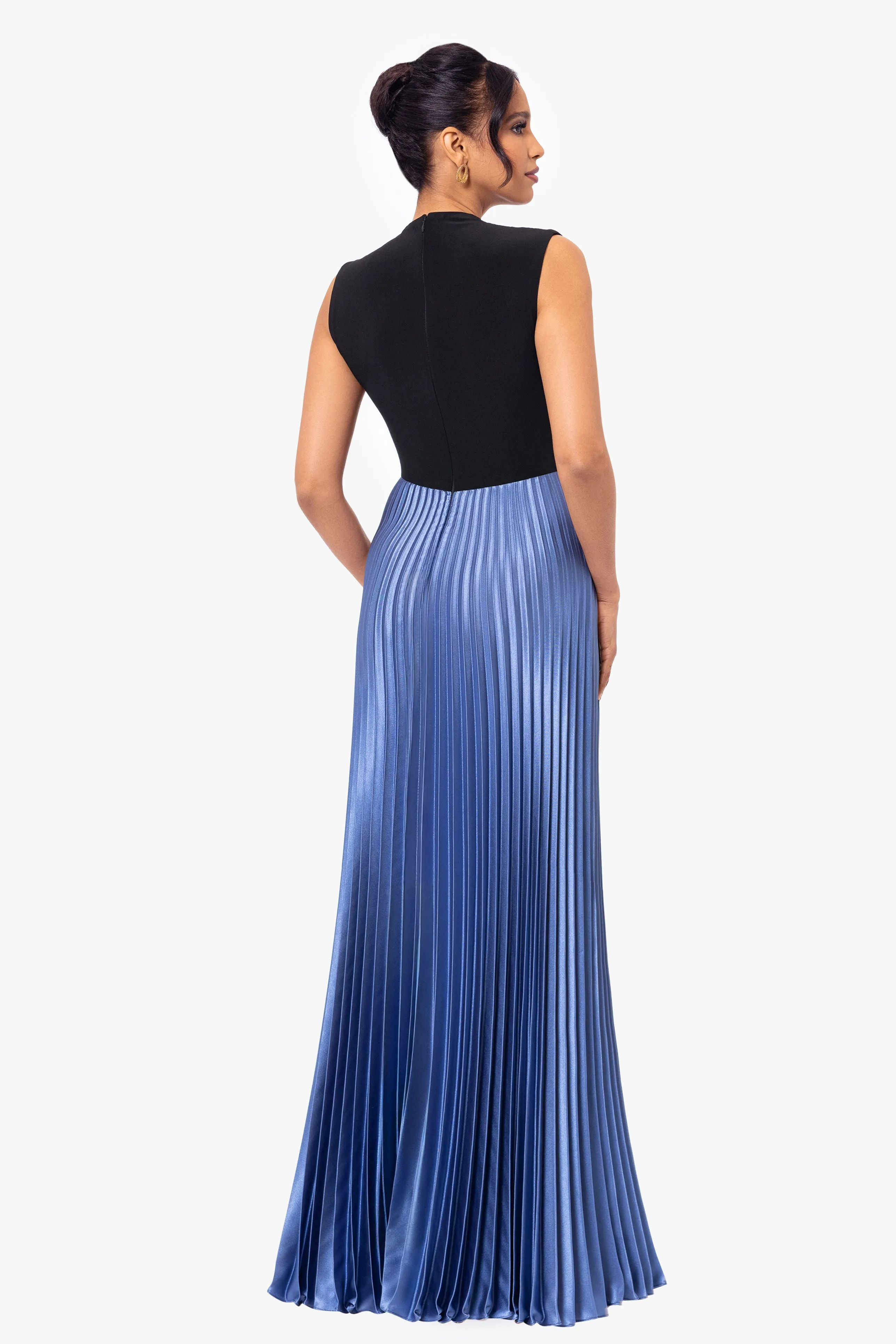 Long Jersey Knit Pleated Skirt Dress