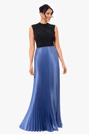 Long Jersey Knit Pleated Skirt Dress