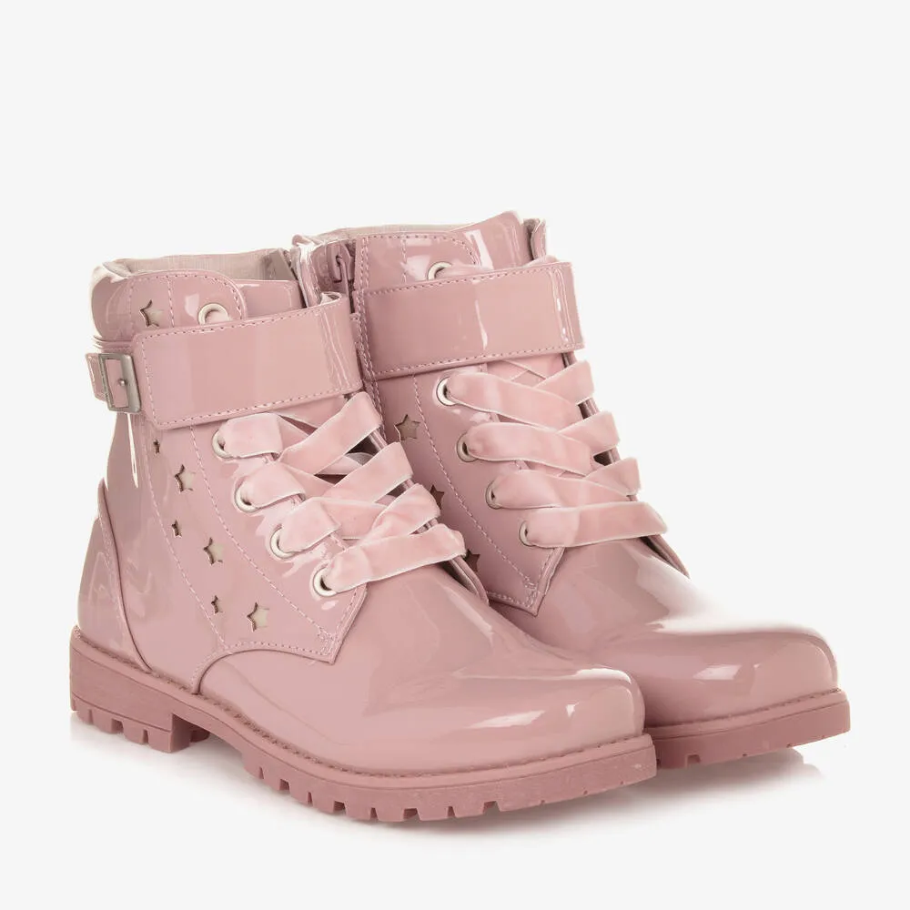 Pink Faux Leather Boots for Teen Girls