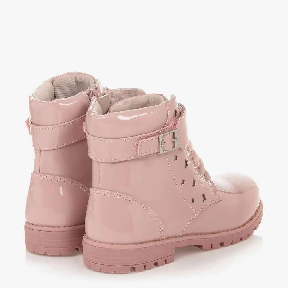 Pink Faux Leather Boots for Teen Girls