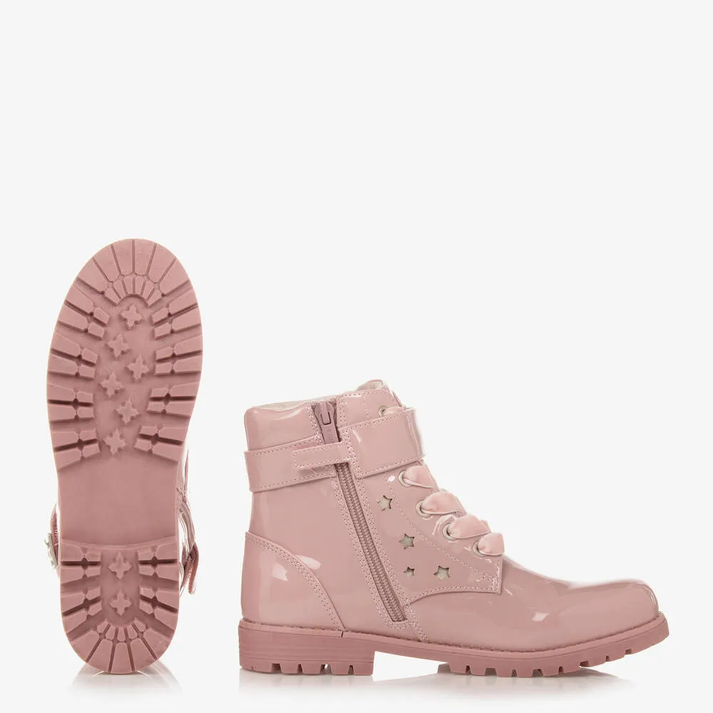 Pink Faux Leather Boots for Teen Girls