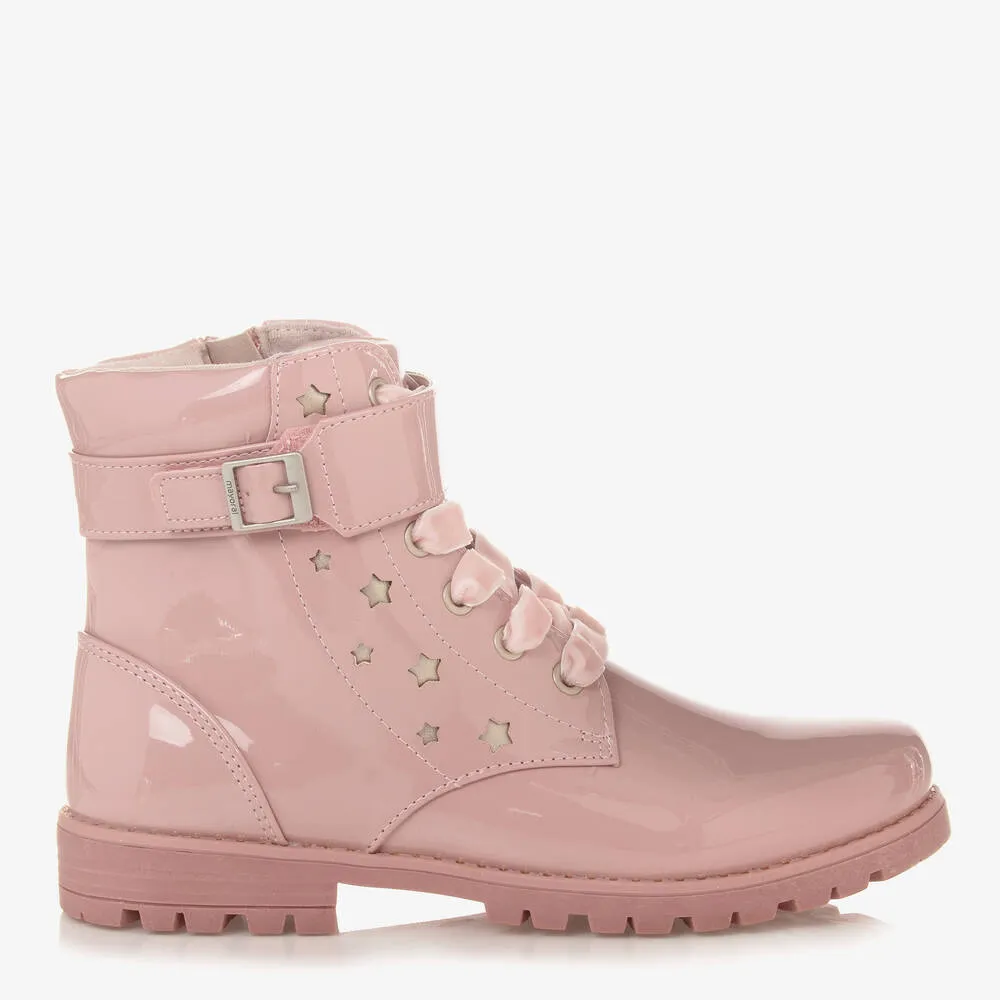 Pink Faux Leather Boots for Teen Girls