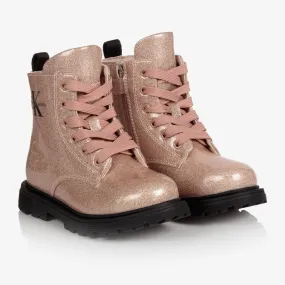 Pink Faux Leather Girls Boots